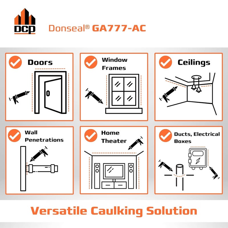 DCP Donseal GA777-AC Acoustic Caulk 9.5 fl. oz. for Soundproofing - Durable Acoustic Sealant for Doors, Window Frames, Walls, Ceilings, Wall Penetrations, Home Theater, etc. - Image 4